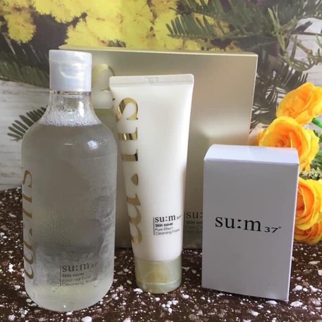 Nước tẩy trang sum 37 full size 400ml tặng srm 120ml và bôbg tẩy trang