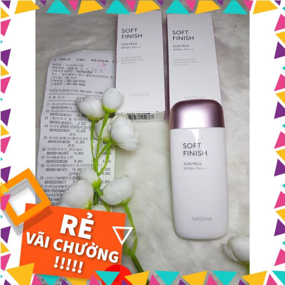 Kem Chống Nắng Missha Soft finish -  Velvet finish  Waterproof sun milk  Essence sun milk All - Around SPF50+PA+