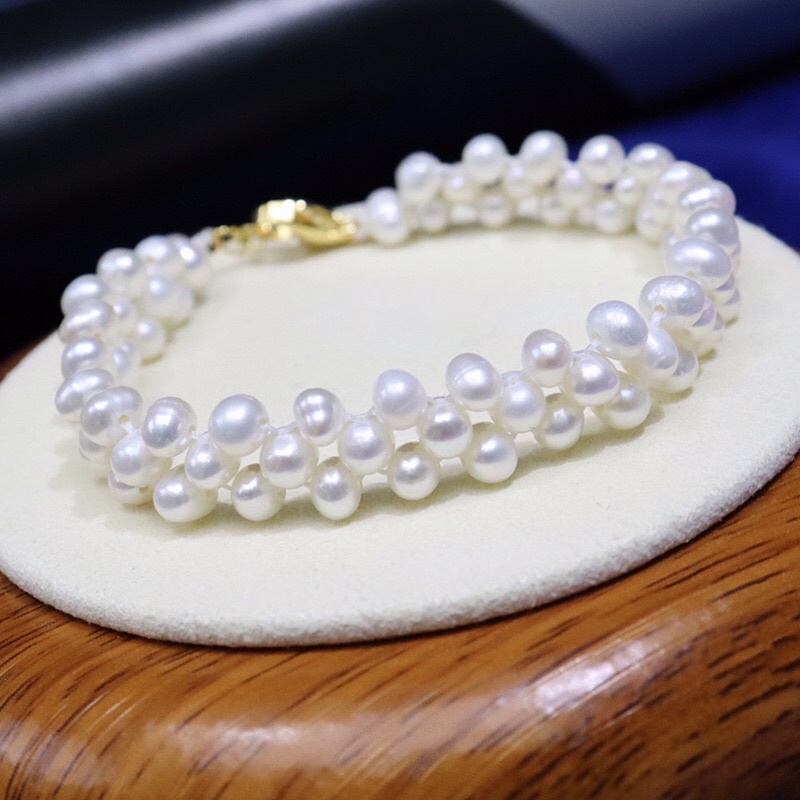 Vòng tay hạt ngọc trai nhân tạo đan nhỏ 5ly