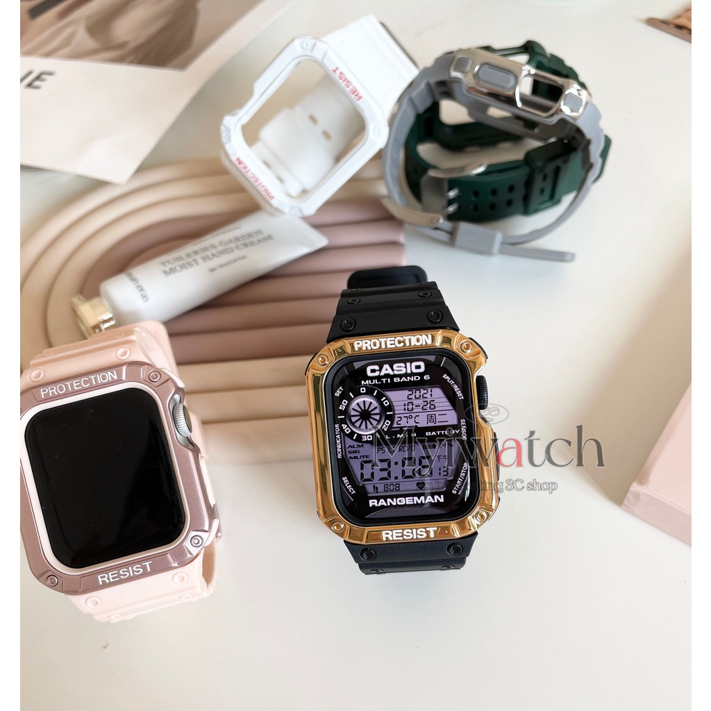 Bộ Dây Đeo Silicone + Ốp Bảo Vệ Cho iWatch band 45mm 41mm 44mm 40mm iWatch series 8 7 6 SE 5 4 3 2 1 45mm 42mm 38mm