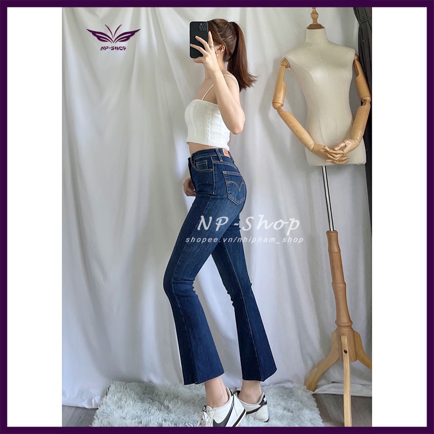 Quần jean ống loe 9 tấc lưng cao NPSHOP, quần bò nữ ống loe cạp cao dáng lửng 5 màu | BigBuy360 - bigbuy360.vn