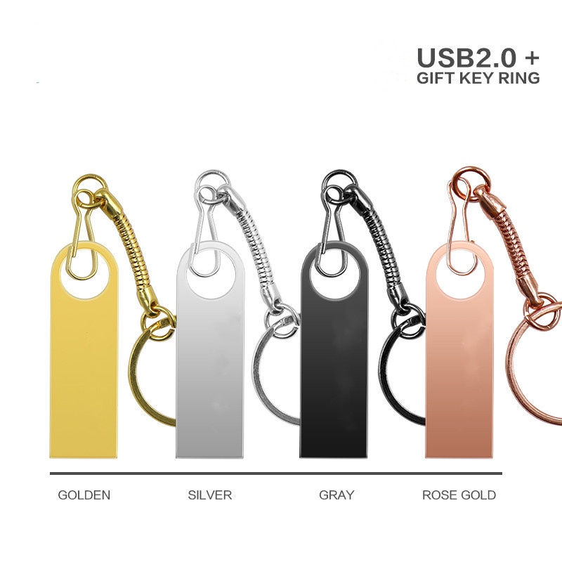 Kim loại usb pendrive 128GB 64GB 32GB 16GB 8GB Pendrive USB 2.0 ổ đĩa flash bạc vàng USB Memory Stic