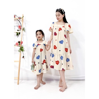 Set đầm trái tim mẹ và bé