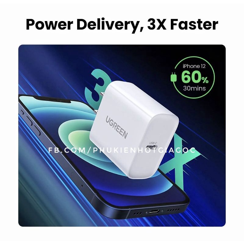 Sạc nhanh chuẩn PD UGREEN fast charger 20W 1 cổng - HSHOP