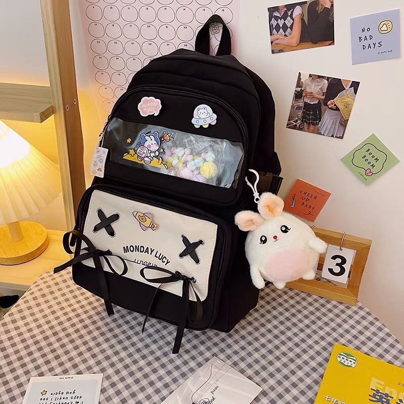 Balo Ulzzang Chống Thấm Balo Thời Trang Đi Chơi Đi Học Monday Lucky