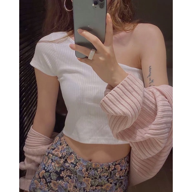Áo khoác len tay dài croptop Same hot trend style Hàn Quốc