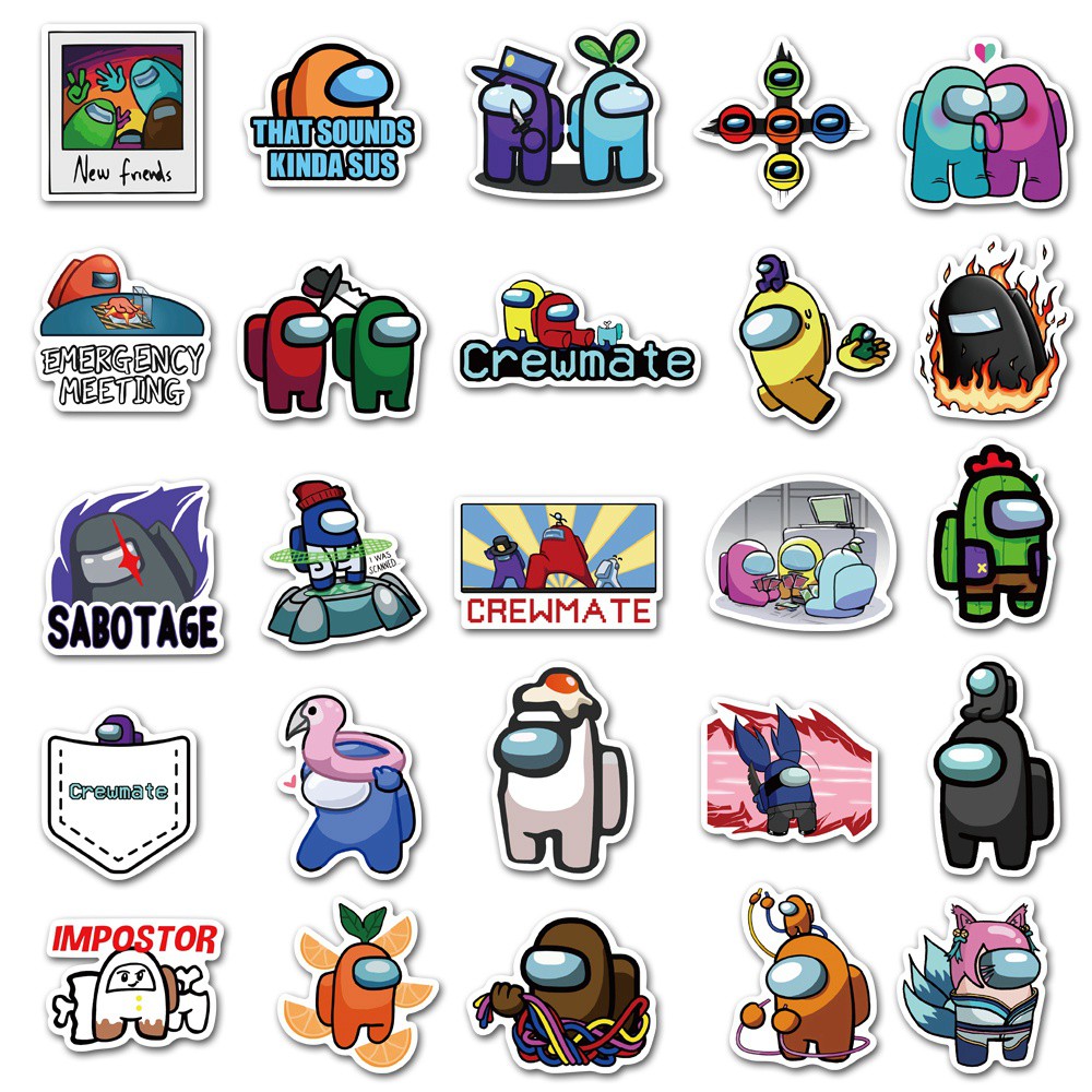 Bộ 50 cái nhãn dán trang trí chống nước hình game Among Us độc đáo | BigBuy360 - bigbuy360.vn