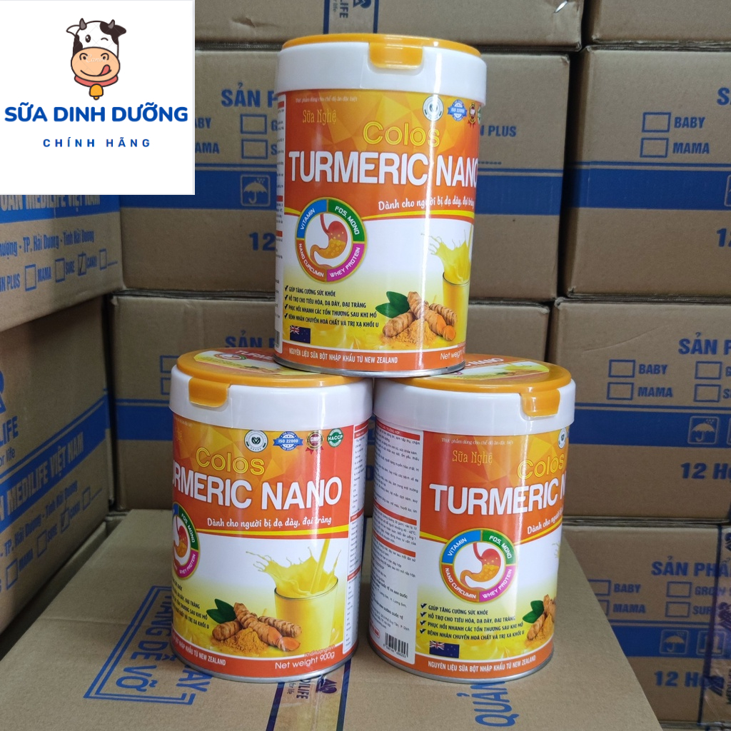 Sữa nghệ Turmeric Nano 900g dành cho người đau dạ dày, Tá tràng, Đại tràng, Đường ruột, Hệ tiêu hóa