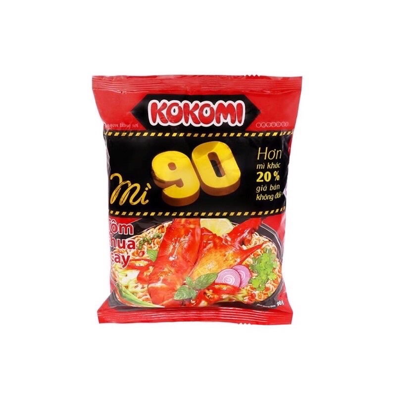 Thùng 30 Gói Mì Tôm Kokomi 90 Tôm Chua Cay/ Sườn Cay Hành Phi x 90g