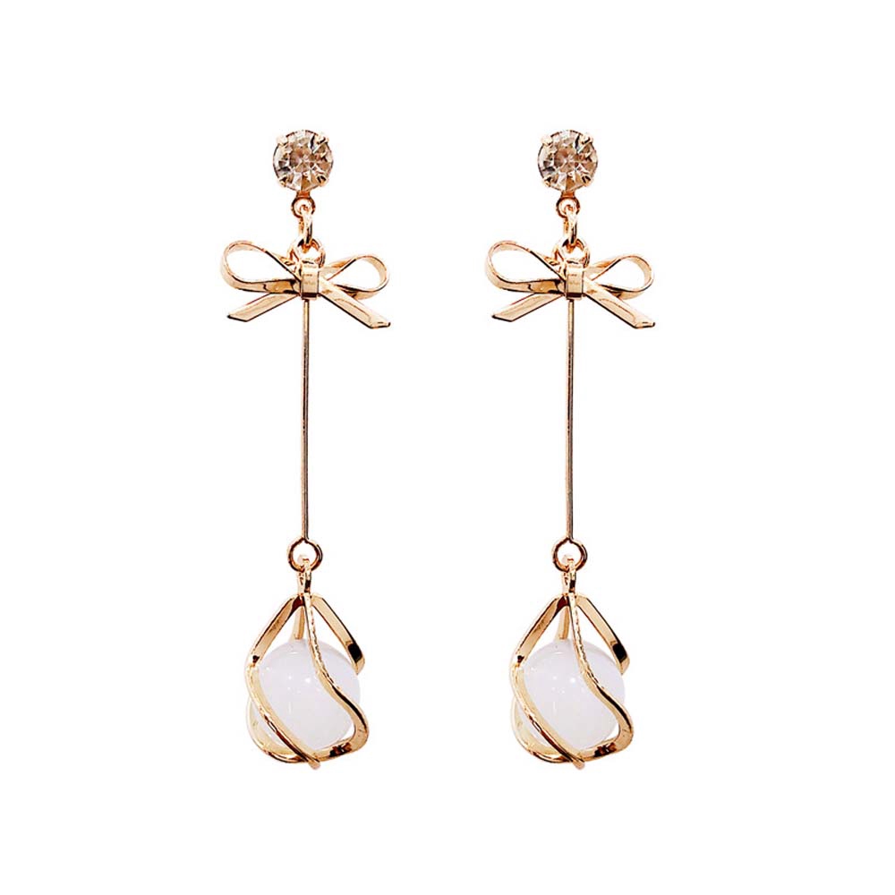 MXGOODS Gift For Women Small Bow Water Drop Long Pendant Accessories Stud Earrings