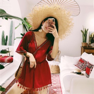 |hàng có sẵn| jump đỏ thổ cẩm boho vintage style