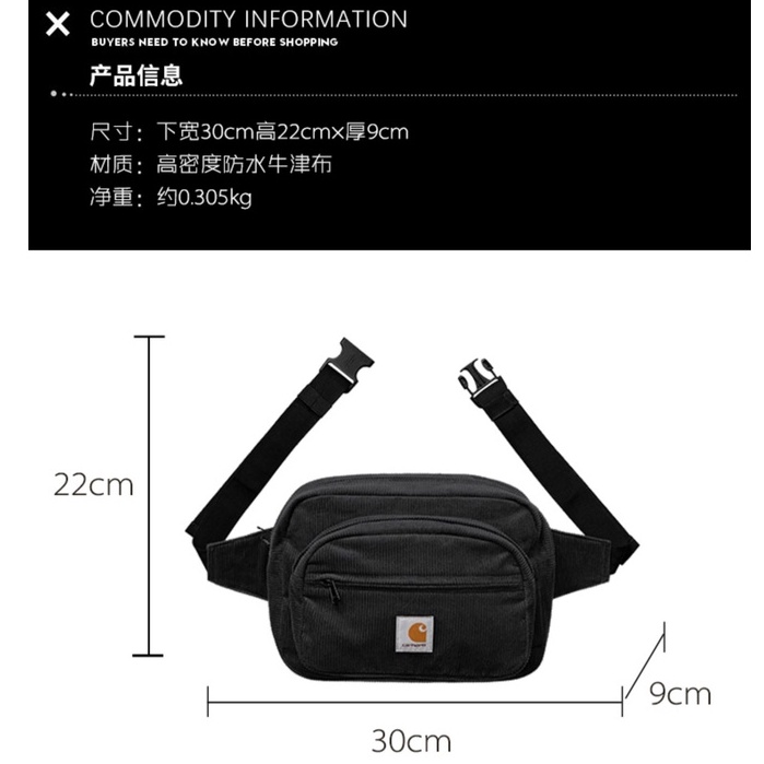 Túi đeo chéo CARHARTT thời trang dành cho nam và nữ tùy chọn màu sắc
