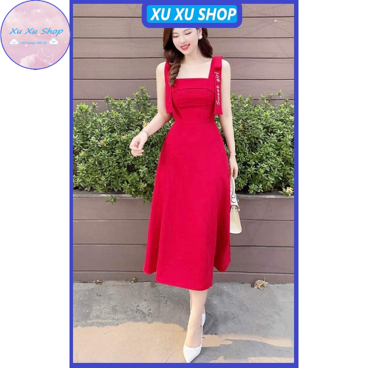 Váy 2 dây bản to ôm dáng - XU XU SHOP - Đầm thiết kế body tôn vòng 1 và 2 thích hợp đi tiệc, đám cươí cực xinh