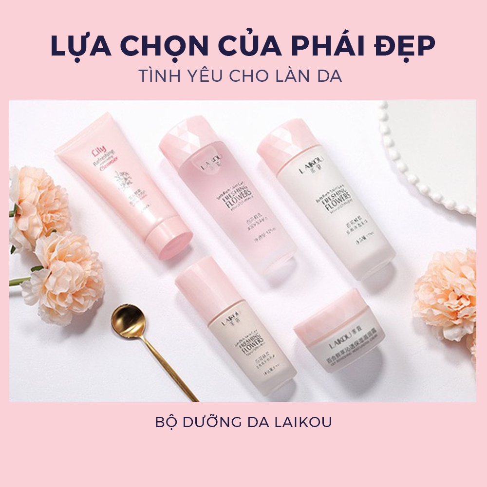 Bộ dưỡng da Laikou cấp ẩm sáng hồng da tự nhiên Sữa Rửa Mặt, Nước Hoa Hồng, Sữa Dưỡng Da, Kem Dưỡng Da, Kem Nền Yasan