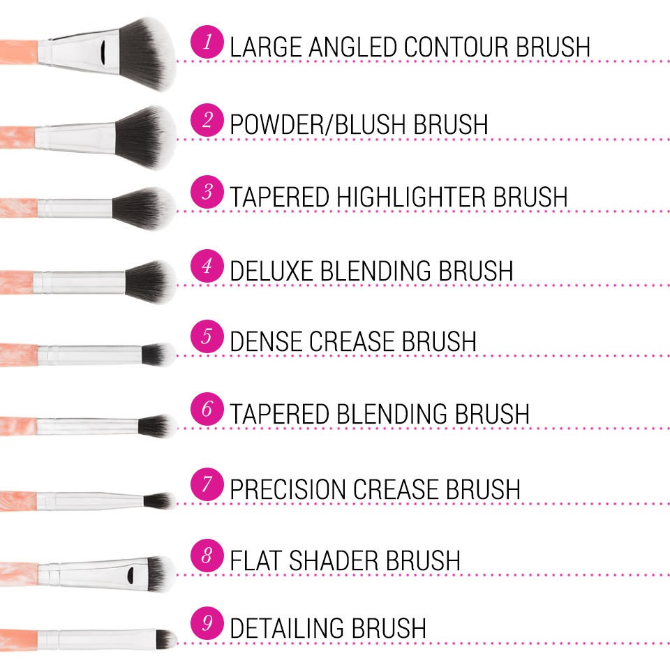 Bộ cọ BH Cosmetics Rose Quartz - 9 Piece Brush Set | BigBuy360 - bigbuy360.vn