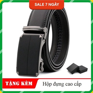 Thắt lưng nam da thật | dây nịt nam da bò mặt khóa tự động cao cấp - tặng kèm hộp | tl nham thanhlinh_poof