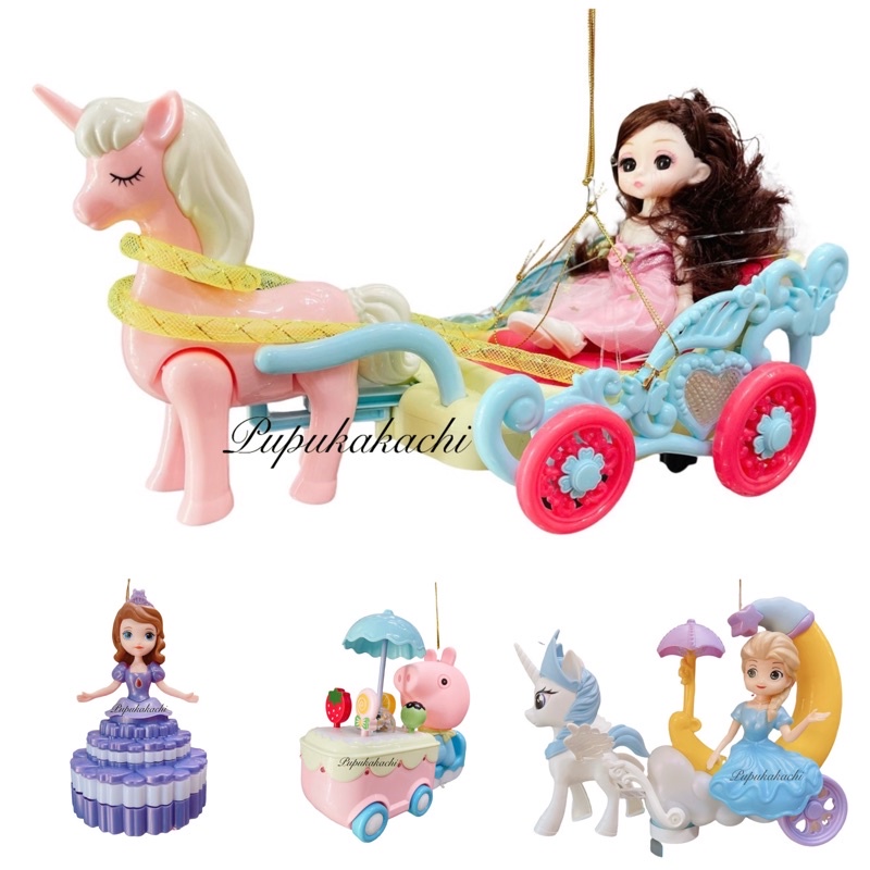 Lồng đèn trung thu Công Chúa Búp Bê Elsa Cưỡi Ngựa Pony, Heo Peppa đẩy xe kem, có đèn nhạc cho bé