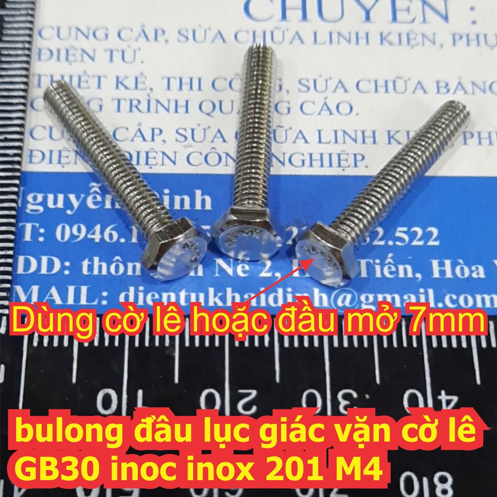 bulong bu lông đầu lục giác vặn cờ lê GB30 inoc inox 201 M4 dài 10mm ~ 45mm kde6612