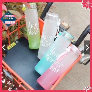 Bình Nước ❣️FREE SHIP ❣️ Bình Nước Thủy Tinh Nhiều Màu Hello Master màu sắc tự chọn