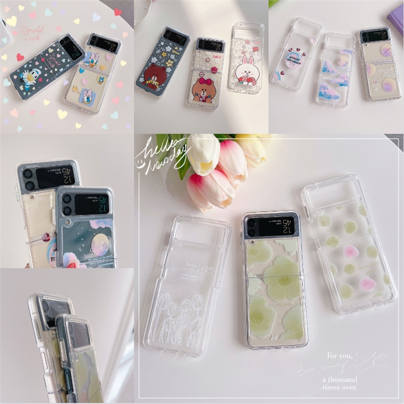 Ốp Điện Thoại PC Cứng Chống Sốc In Hình Gấu / Hoa Mẫu Đơn / Hoa Hồng / Hoa Tulip Cho Samsung Galaxy Z Flip 4 5G