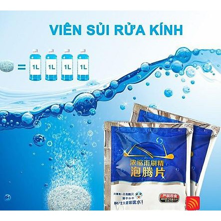 Viên sủi rửa kính xe ô tô, Viên pha nước rửa kính ô tô, Viêm sủi pha nước rửa kính ô tô tiện dụng,1 viên pha 4 lít nước.