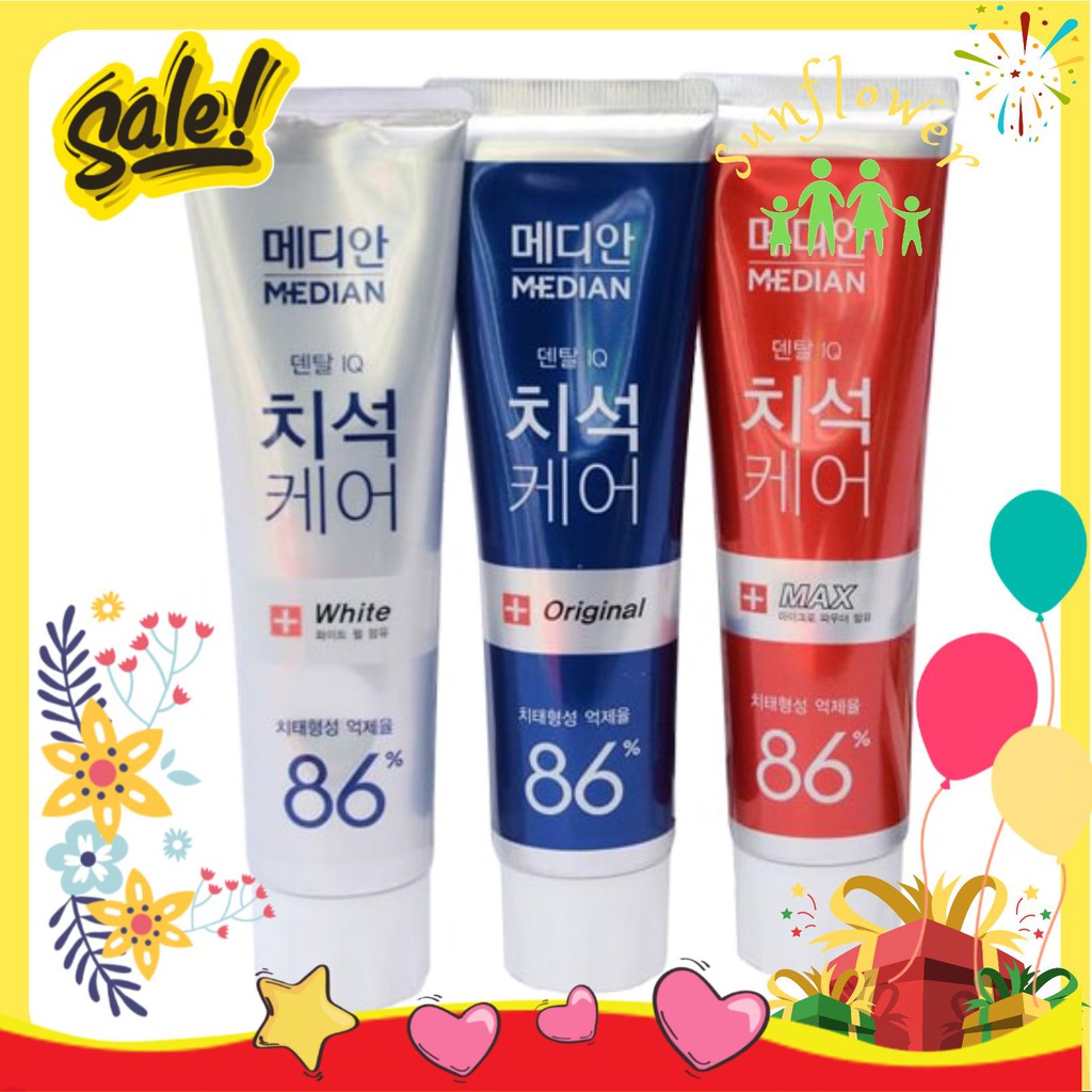 Kem đánh răng Median xanh, đỏ hoặc trắng 93% Toothpaste Hàn Quốc 120g