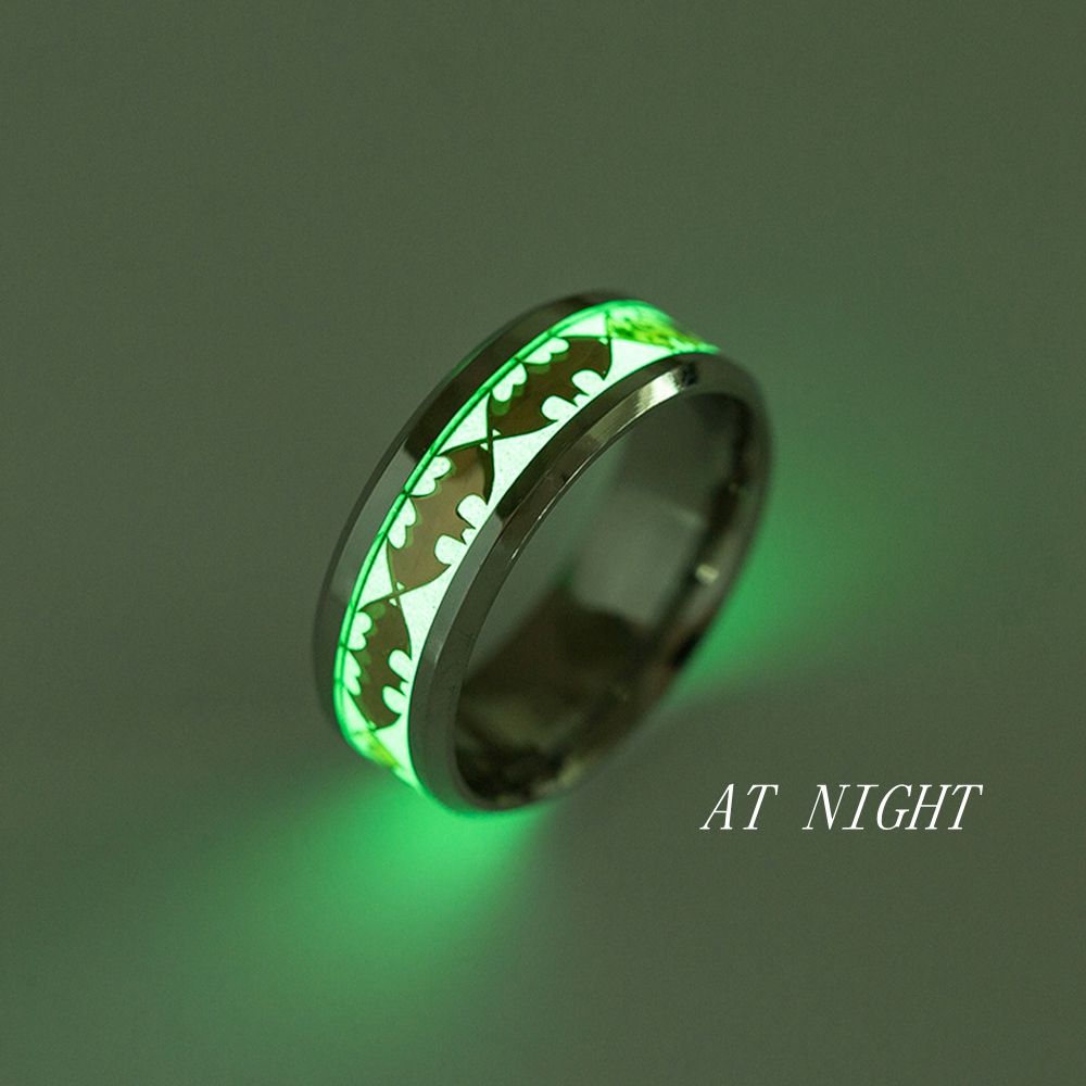 Nhẫn Thép Không Gỉ Phát Sáng Phong Cách Người Dơi Thời Trang