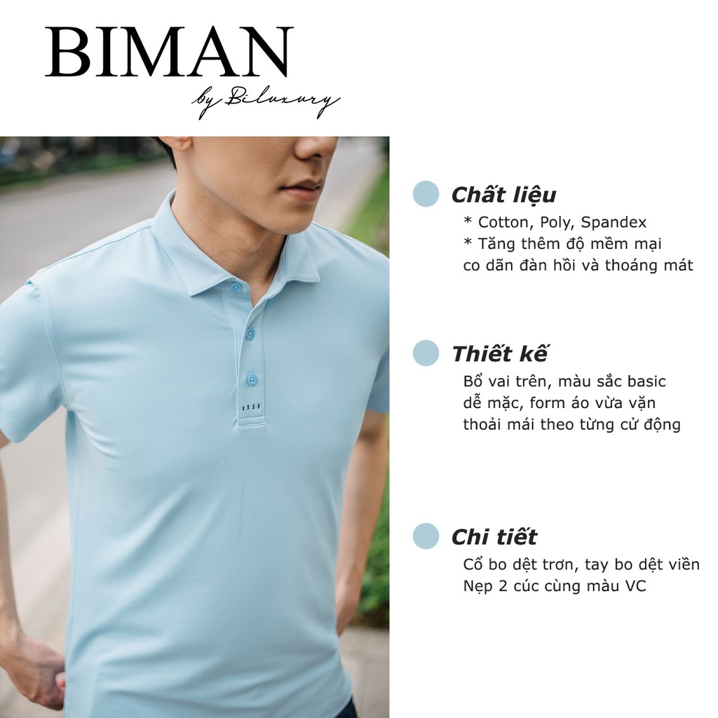 Áo polo nam cổ bẻ Biman by Biluxury 5APCB006XPA vải thun trơn form chuẩn trẻ trung lịch lãm | BigBuy360 - bigbuy360.vn