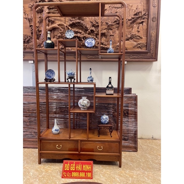 Tủ Trưng Bày đồ Gỗ Gụ Lào Dáng Ziczac