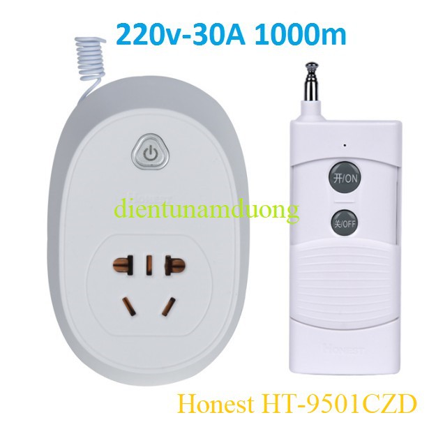 [✅CHÍNH HÃNG] Ổ CẮM ĐIỀU KHIỂN TỪ XA CÔNG SUẤT LỚN HONEST HT-9501CZD + TẶNG THÊM 1 PIN 12V23A