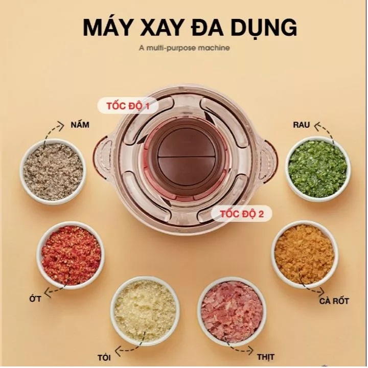 Máy xay thịt đa năng Ladomax HA-333 cối thủy tinh dung tích 2L công suất 400W giúp xay thịt dễ dàng