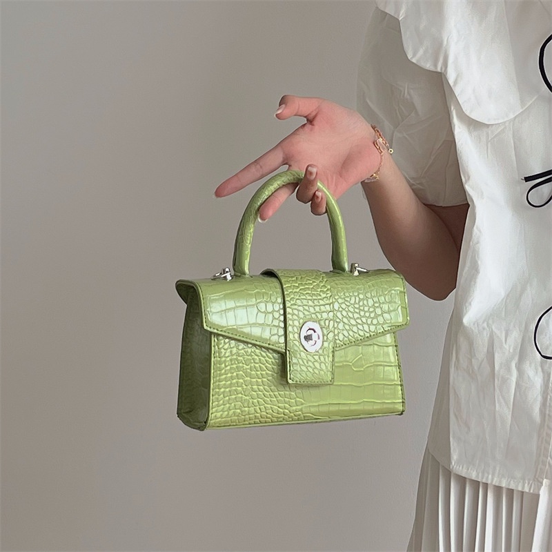 Túi Đeo Chéo Hình Vuông Nhỏ Vân Da Cá Sấu Có Khóa Thời Trang Cho Nữ