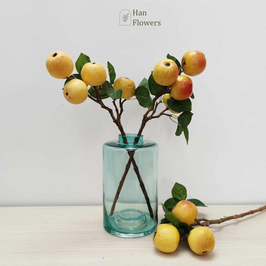 Cành táo vàng 4 quả - cành táo giả - trang trí nhà cửa Han Flowers