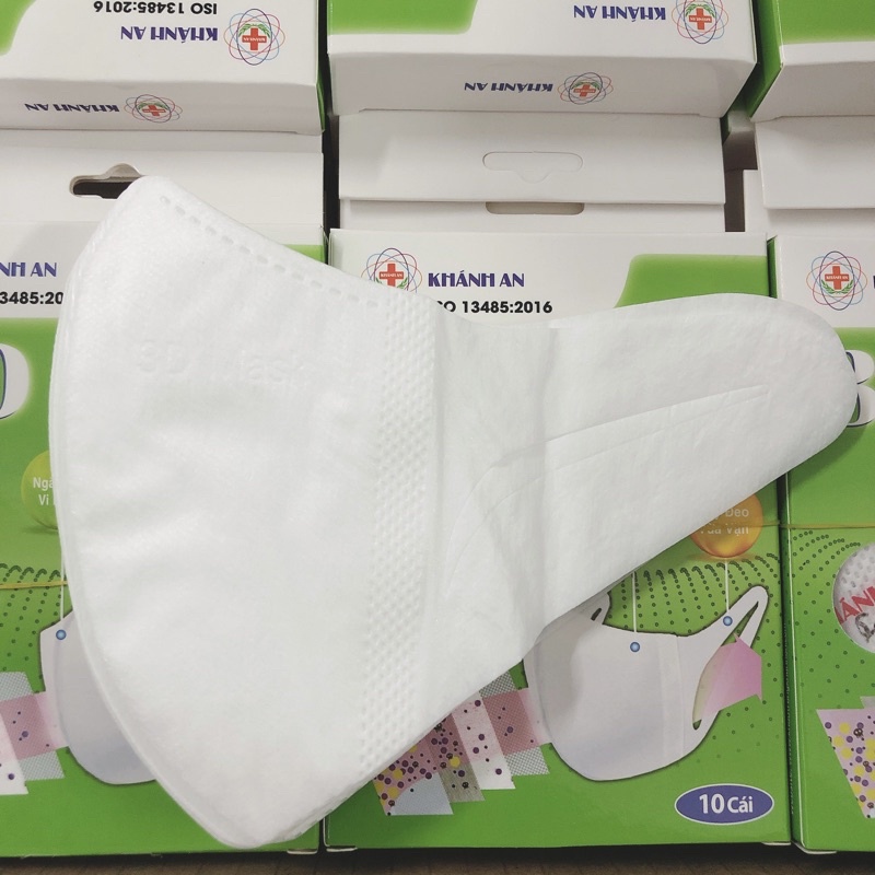 Combo 10 hộp Khẩu trang 3D mask 4 lớp Khánh An Hộp 10 cái cho người lớn loại tốt