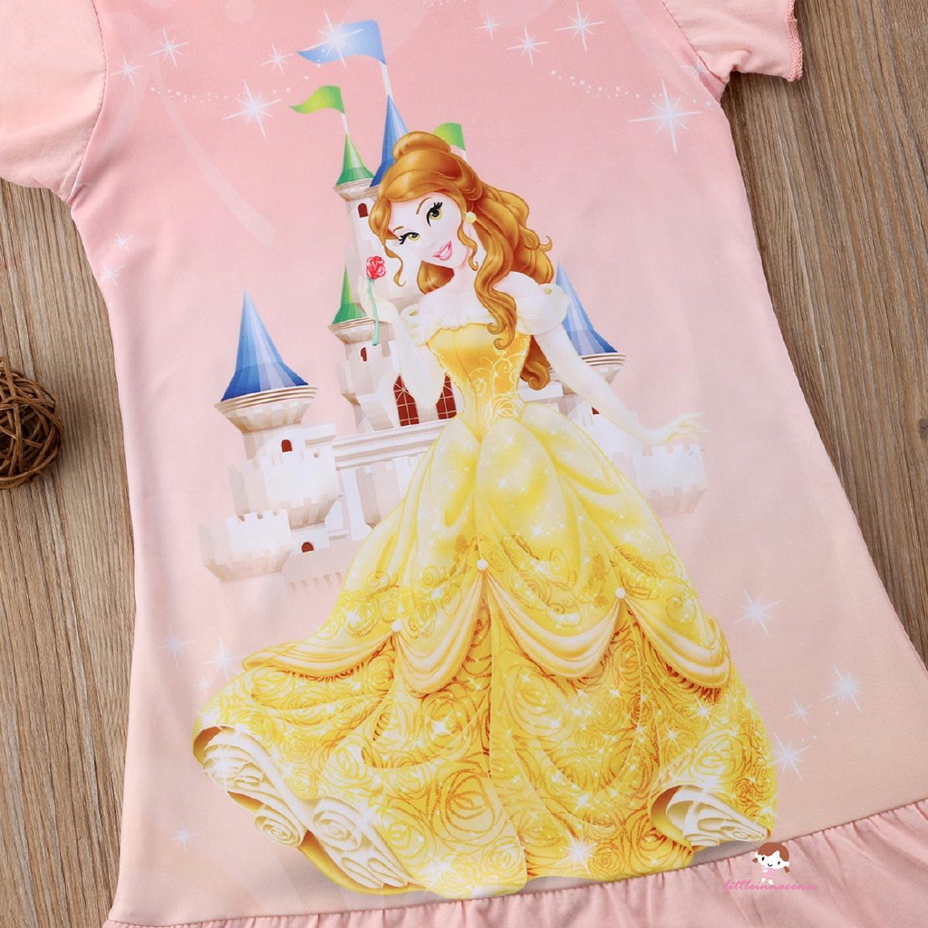 Đầm công chúa Belle bằng cotton dành cho bé gái 1-6 t uổi