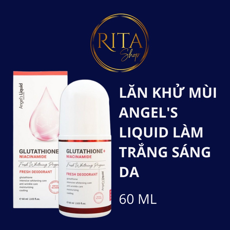 Lăn nách khử mùi, mờ thâm, dưỡng trắng da Angel Liquid Glutathione plus Niacinamide Fresh Deodorant 60ml