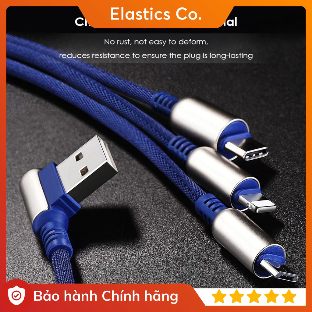 Cáp Sạc 3 đầu  Cao Cấp Hoco U17 - Lightning, Micro USB,  Type C 1.5M - Chính Hãng - Dây Sạc điện thoại androi iphone