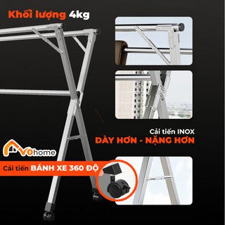 Giàn Phơi Quần Áo Thông Minh, Gấp gọn kiểu dáng giá phơi đồ có bánh xe tặng 20 móc treo cố định