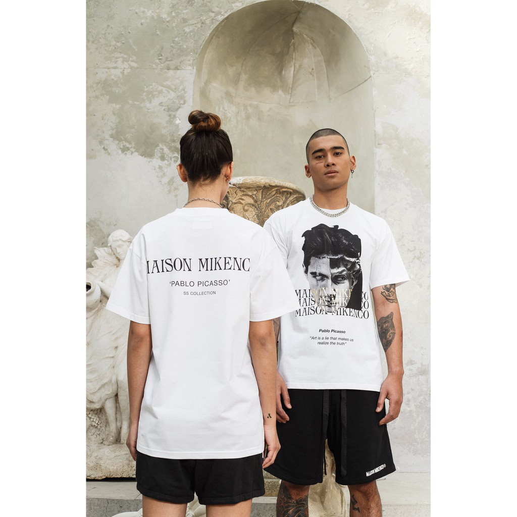 Áo thun tay lỡ Pablo Mặt Chàng Trai BIGOMALL - Áo phông nam nữ unisex form rộng 65kg