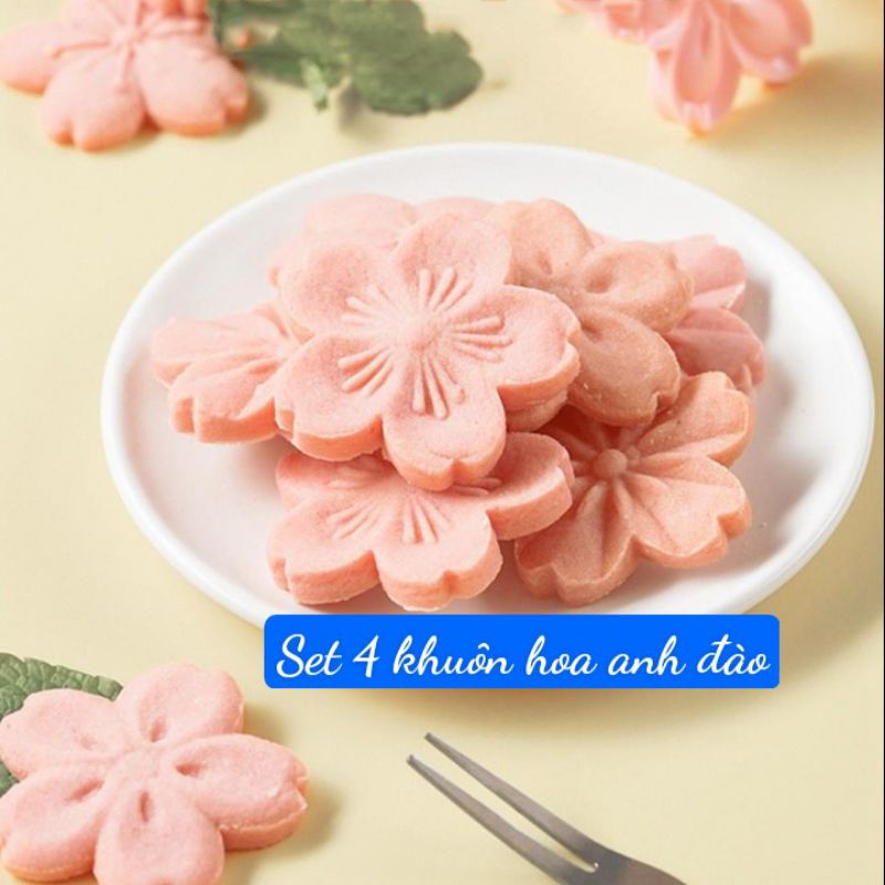 Set 6 khuôn nhấn làm bánh quy 3D, khuôn cookies hoa đào, mèo may mắn Tết ( ship hỏa tốc)