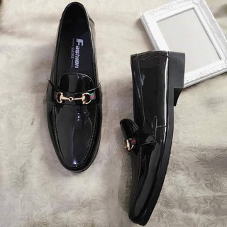 Giày tây nam da bóng khóa vàng thời trang trẻ trung phong cách Hàn Quốc ( GC Hàng Hộp )