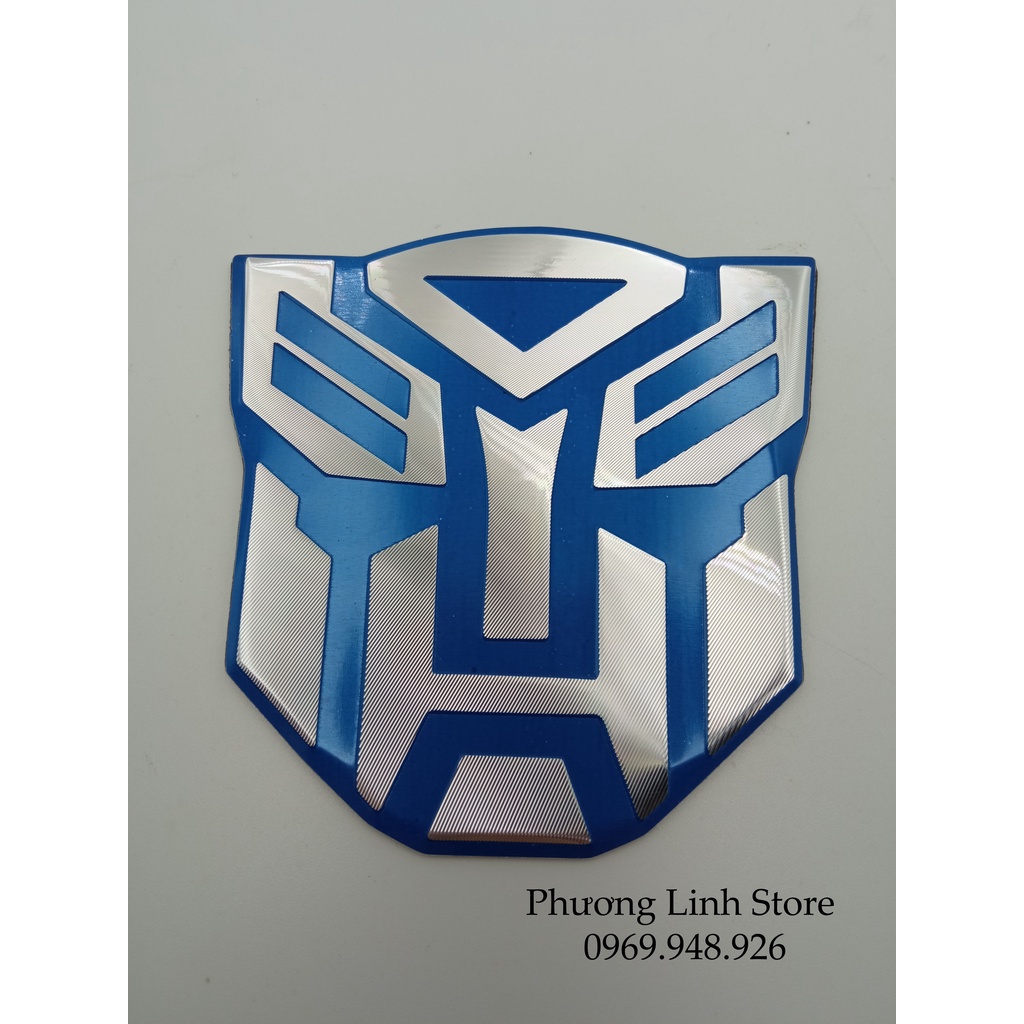 Tem dán xe Transformer Pro logo dán xe Bé Xanh Dương không sừng