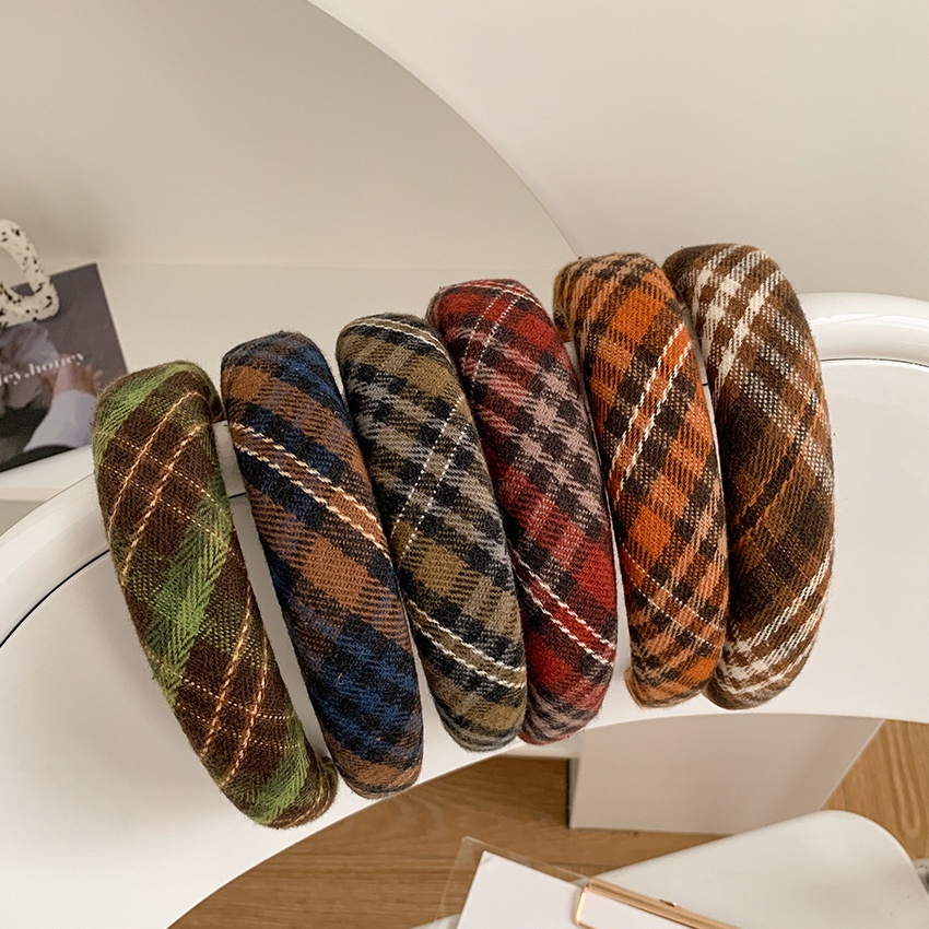 Băng đô cài tóc họa tiết ca rô xinh xắn dành cho nữ