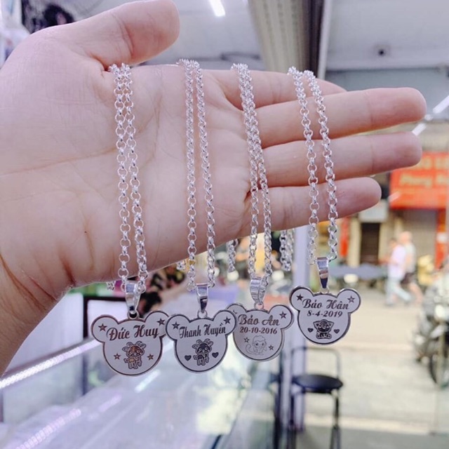 DÂY MẶT KHẮC TÊN THEO YÊU CẦU CHO BÉ BẠC TA NGUYÊN CHẤT