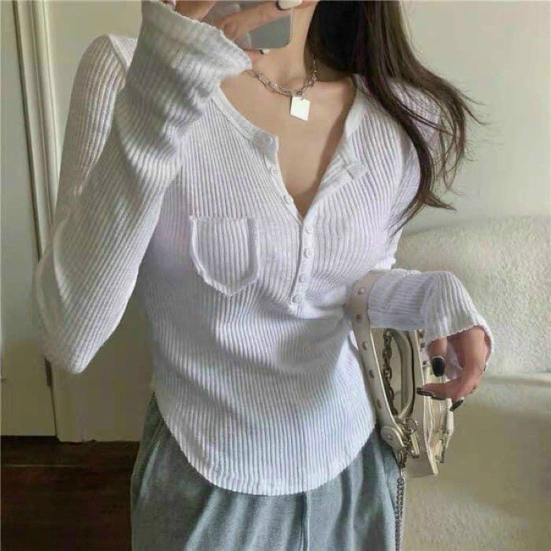 Áo thun ôm dày tay tà bầu thun gân đẹp (kèm ảnh thật)