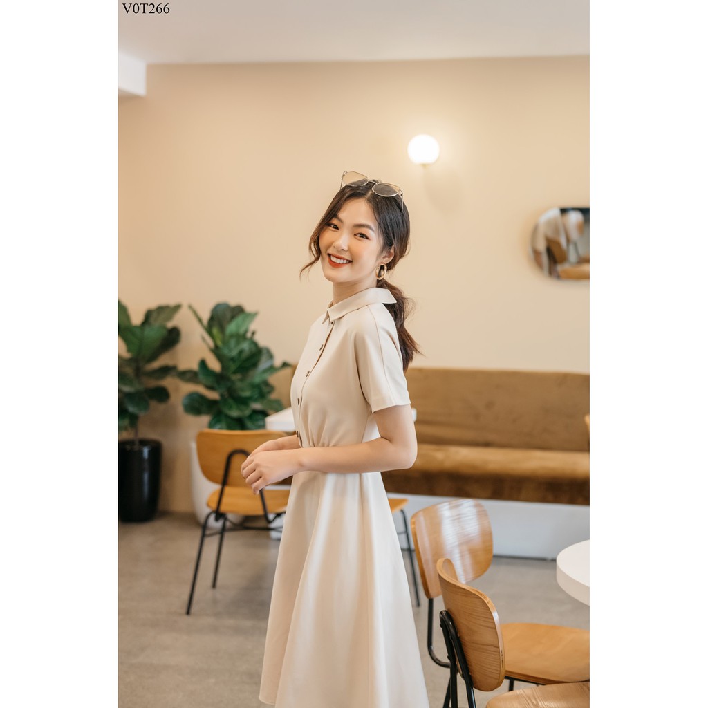 Váy cổ đức chun dãn khuy dọc chân xòe TIIN STORE V0T266 | BigBuy360 - bigbuy360.vn