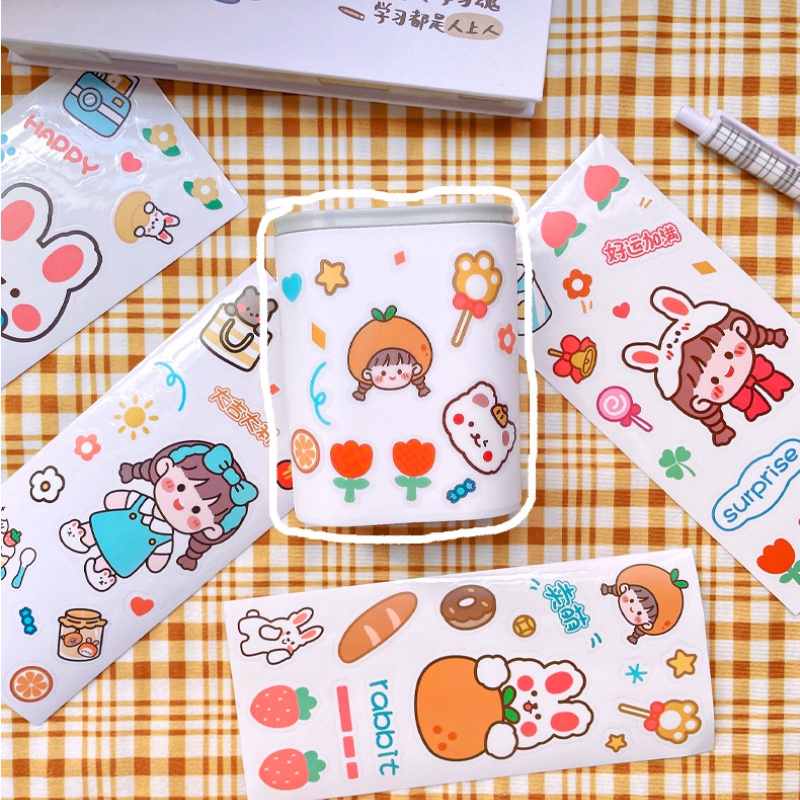 Bộ 4 Miếng Dán Cửa Kính Bằng pvc Chống Nước Hình Thỏ Dễ Thương