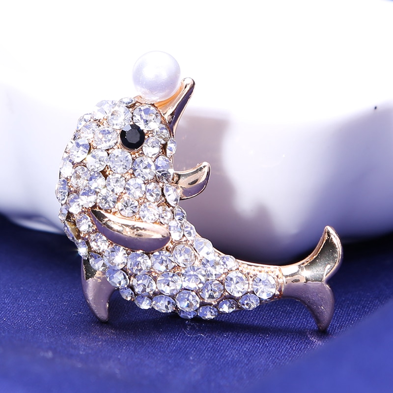 Ghim cài áo hình động vật chó/mèo/lạc đà/ong đính đá pha lê thời trang