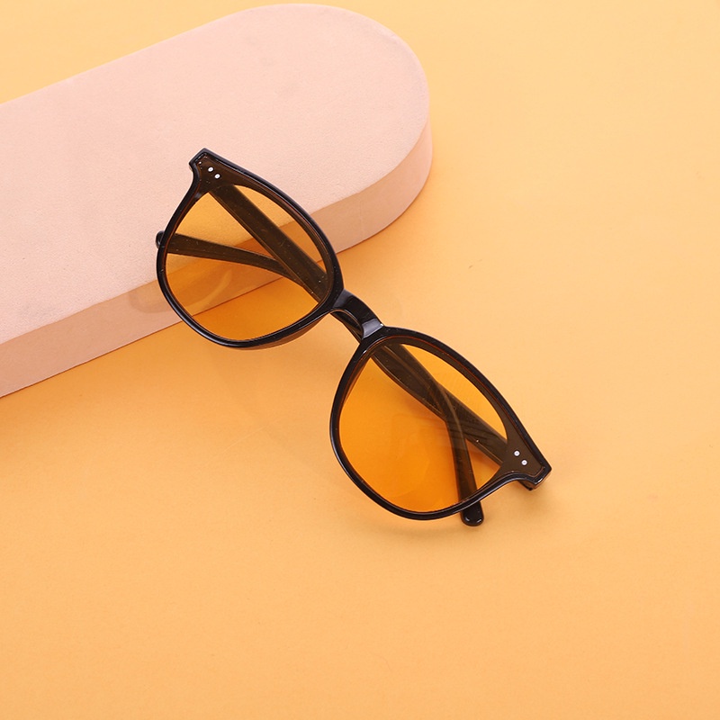 Kính râm nam nữ BROO thời trang Hàn Quốc, gọng mắt kính mát hai chấm unisex màu vàng cá tính