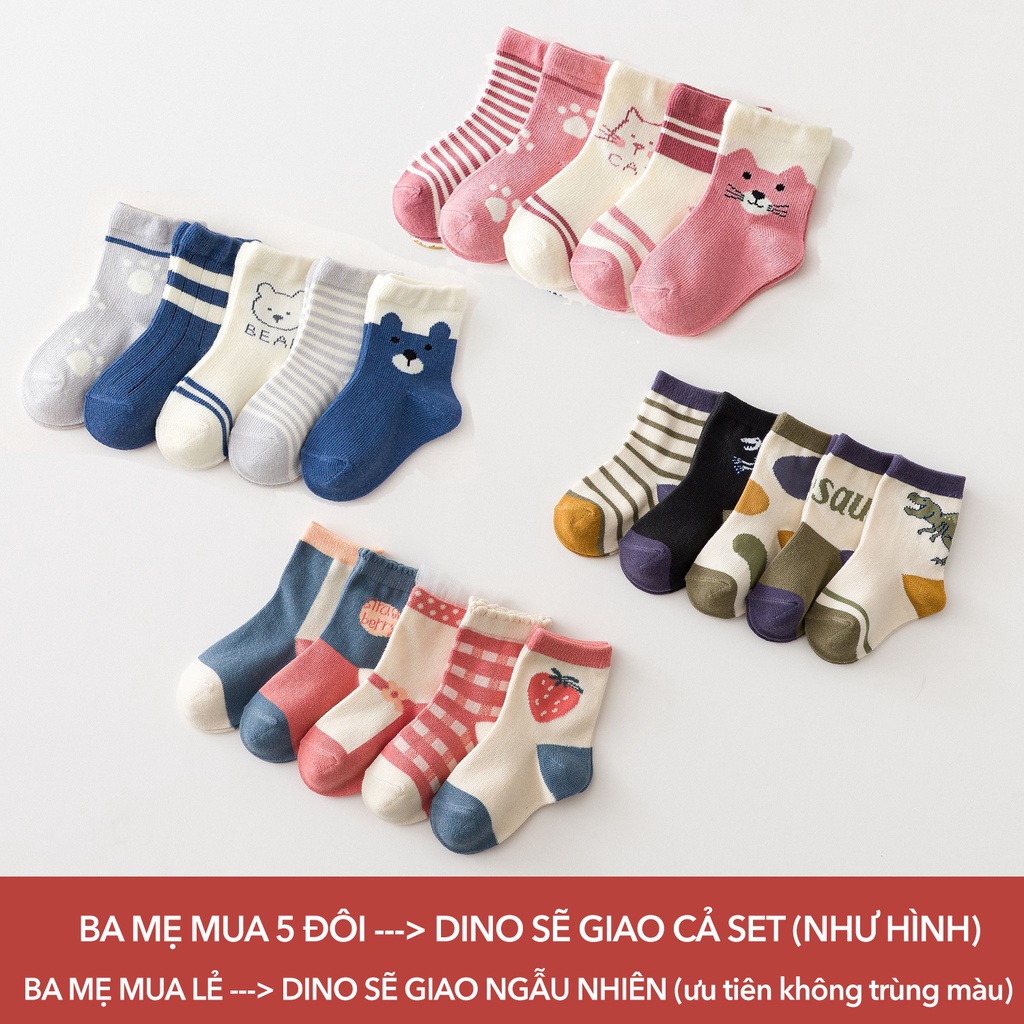 Tất cao cổ cho bé DINOKING Tất vớ trẻ em bé trai bé gái thu đông phong cách hàn quốc PK03 1 - 8 tuổi PK03